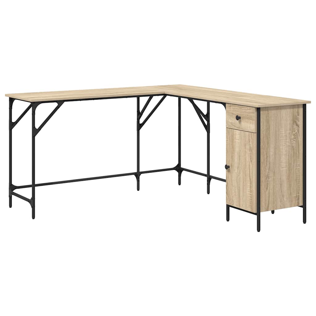 Bureau 141x141x75 cm bewerkt hout sonoma eikenkleurig is nu te koop bij PeponiXL, paradijselijk wonen!