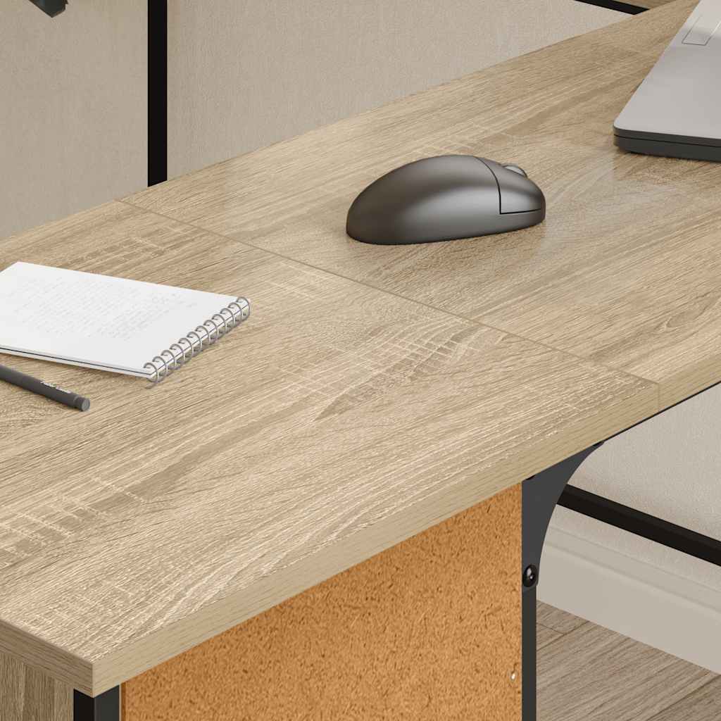 Bureau 141x141x75 cm bewerkt hout sonoma eikenkleurig is nu te koop bij PeponiXL, paradijselijk wonen!