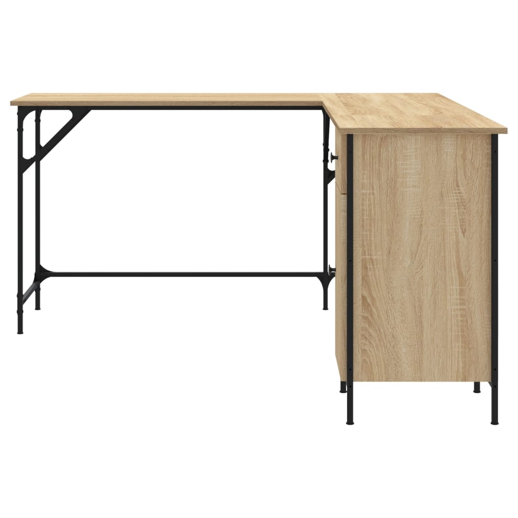 Bureau 141x141x75 cm bewerkt hout sonoma eikenkleurig is nu te koop bij PeponiXL, paradijselijk wonen!