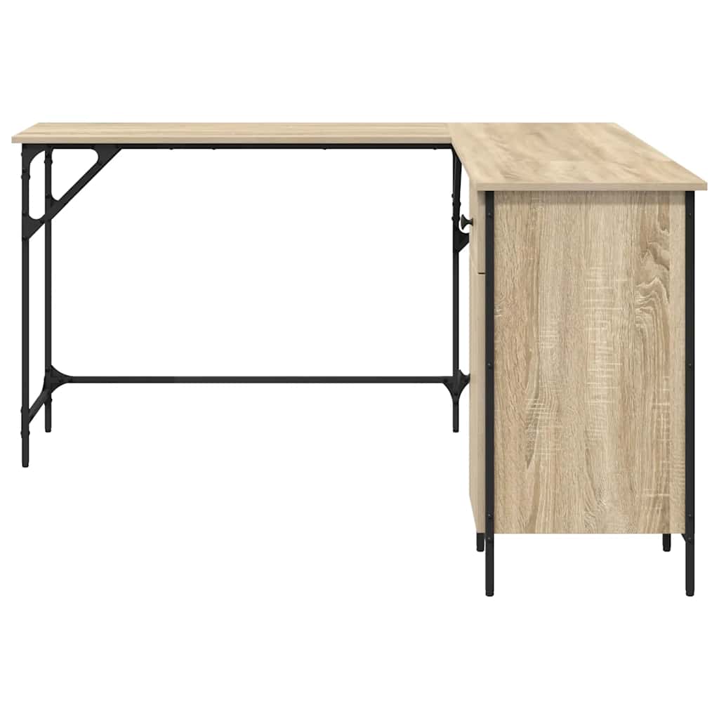 Bureau 141x141x75 cm bewerkt hout sonoma eikenkleurig is nu te koop bij PeponiXL, paradijselijk wonen!