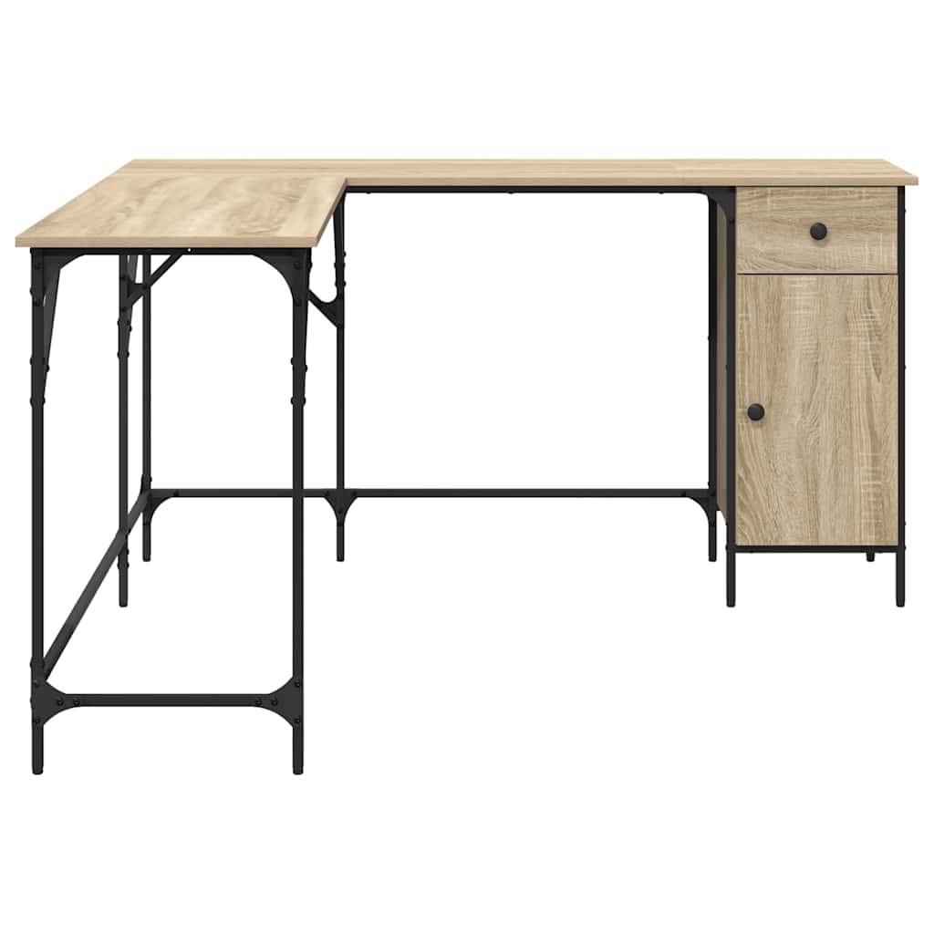 Bureau 141x141x75 cm bewerkt hout sonoma eikenkleurig is nu te koop bij PeponiXL, paradijselijk wonen!