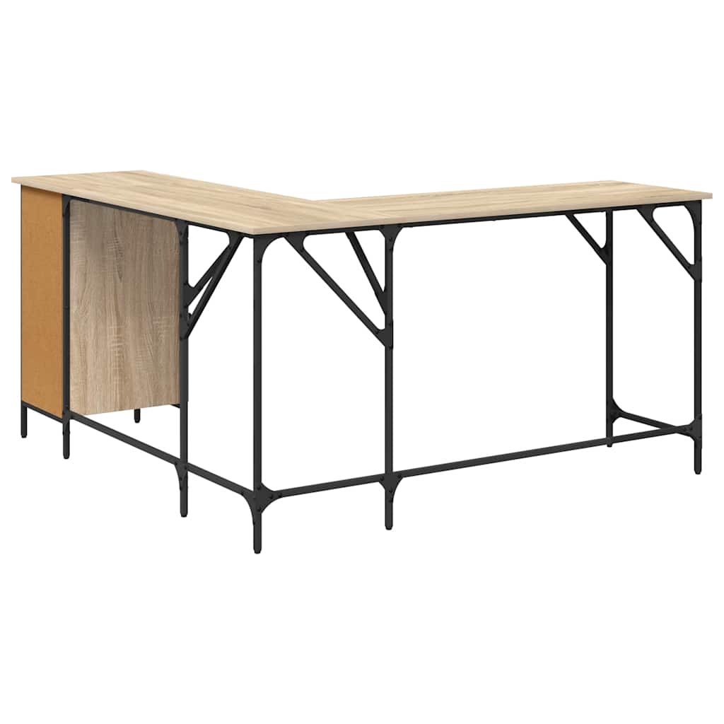 Bureau 141x141x75 cm bewerkt hout sonoma eikenkleurig is nu te koop bij PeponiXL, paradijselijk wonen!