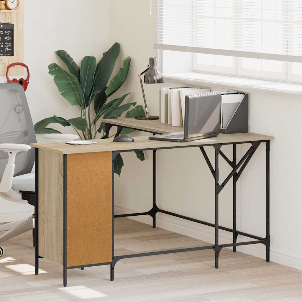 Bureau 141x141x75 cm bewerkt hout sonoma eikenkleurig is nu te koop bij PeponiXL, paradijselijk wonen!