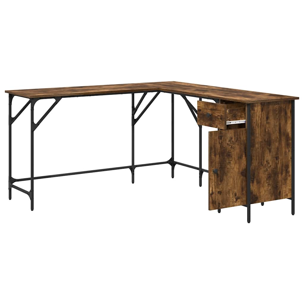 Bureau 141x141x75 cm bewerkt hout gerookt eikenkleurig is nu te koop bij PeponiXL, paradijselijk wonen!