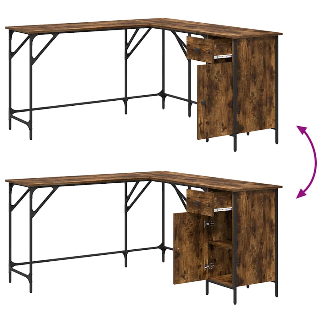 Bureau 141x141x75 cm bewerkt hout gerookt eikenkleurig is nu te koop bij PeponiXL, paradijselijk wonen!