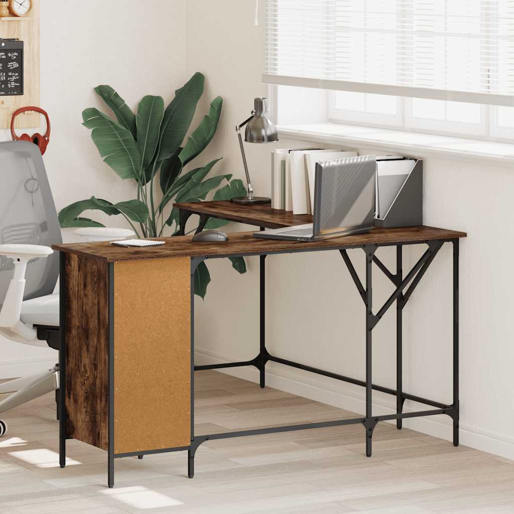 Bureau 141x141x75 cm bewerkt hout gerookt eikenkleurig is nu te koop bij PeponiXL, paradijselijk wonen!
