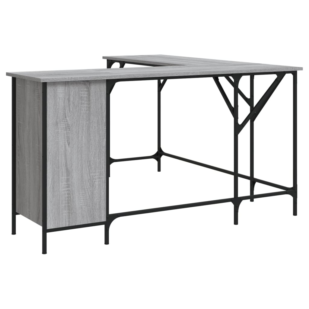 Bureau 141x141x75 cm bewerkt hout grijs sonoma eikenkleurig is nu te koop bij PeponiXL, paradijselijk wonen!