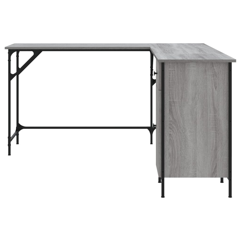 Bureau 141x141x75 cm bewerkt hout grijs sonoma eikenkleurig is nu te koop bij PeponiXL, paradijselijk wonen!
