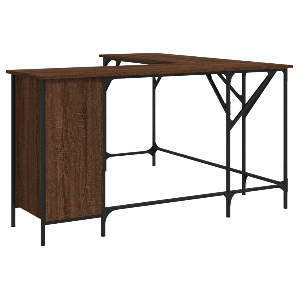 Bureau 141x141x75 cm bewerkt hout bruin eikenkleur is nu te koop bij PeponiXL, paradijselijk wonen!