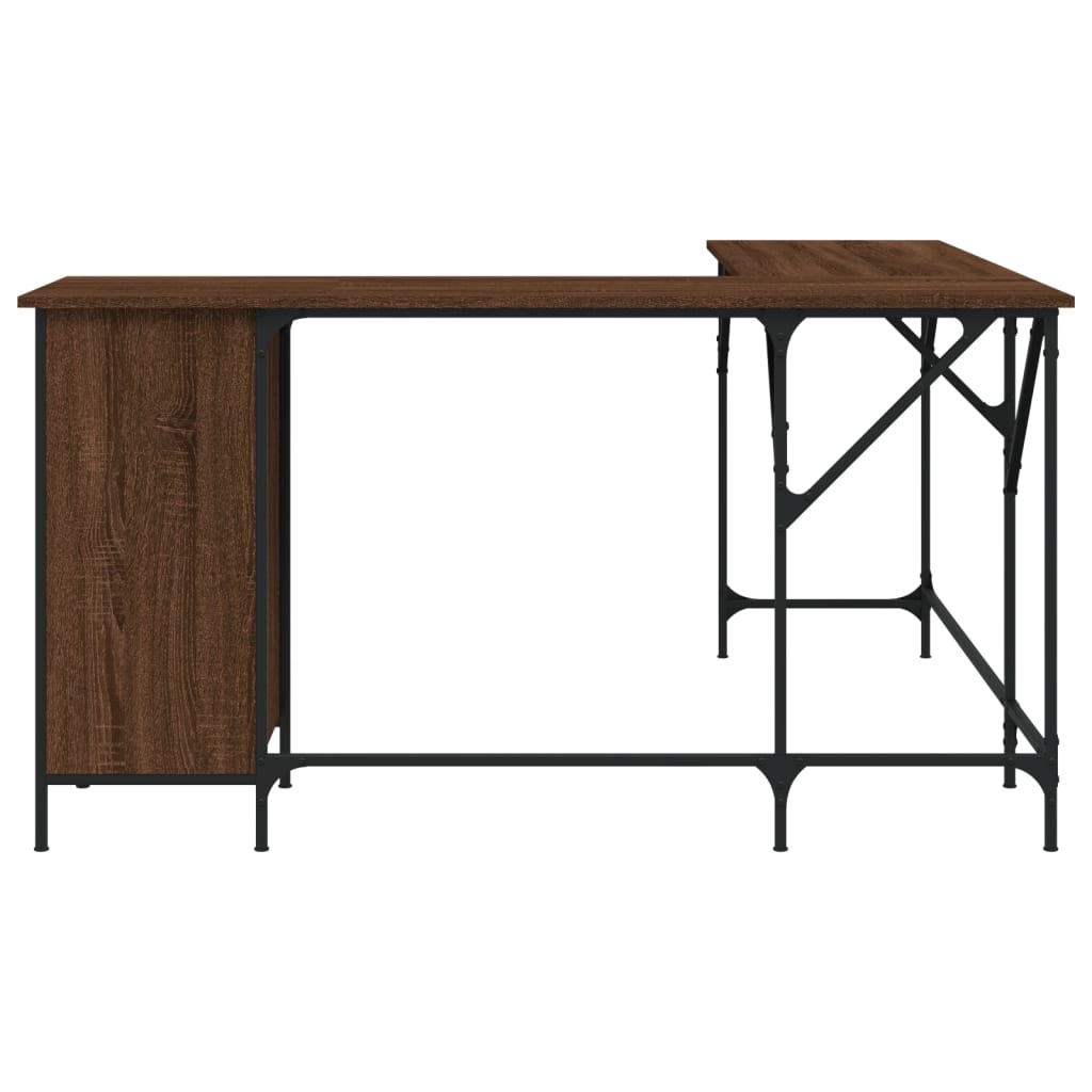 Bureau 141x141x75 cm bewerkt hout bruin eikenkleur is nu te koop bij PeponiXL, paradijselijk wonen!
