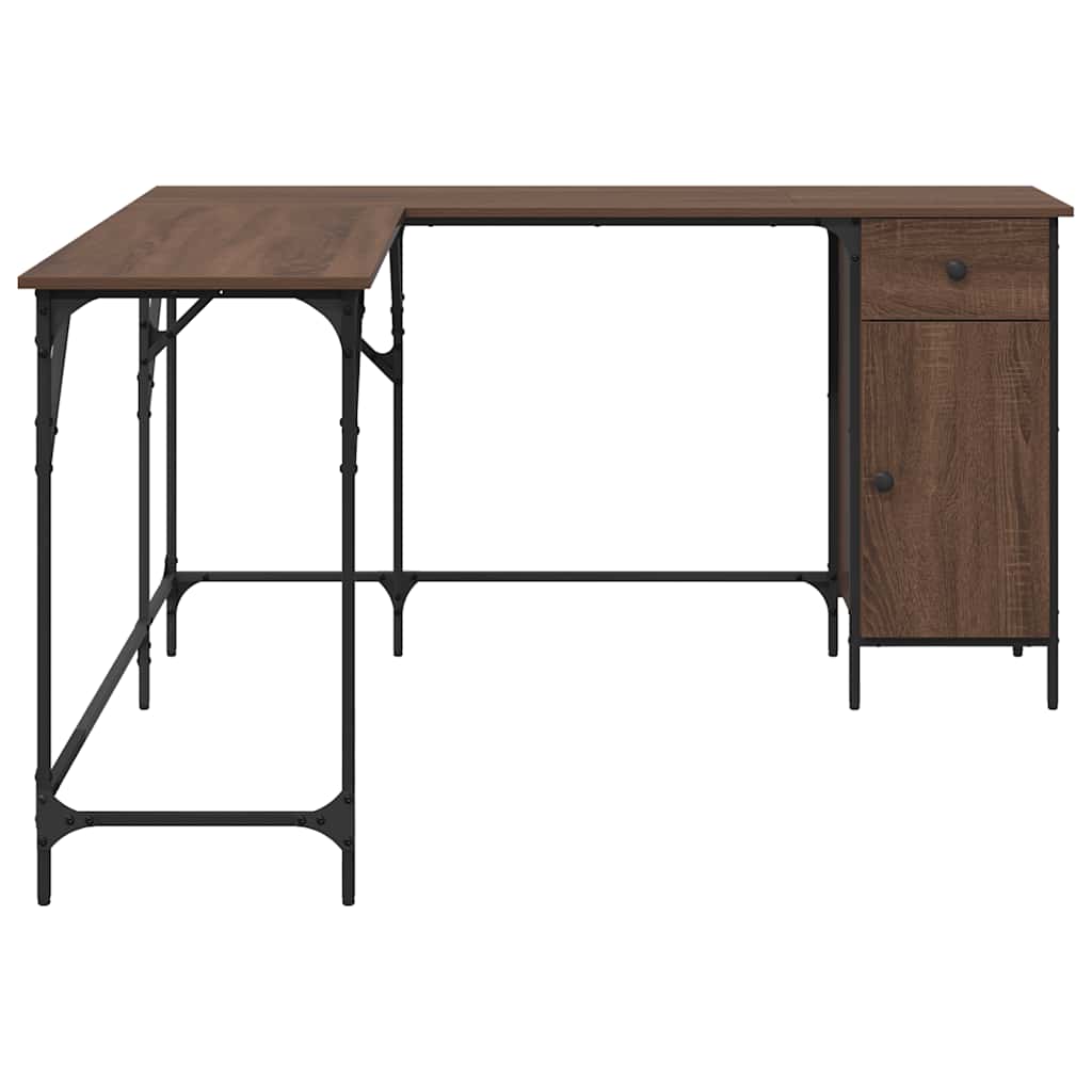 Bureau 141x141x75 cm bewerkt hout bruin eikenkleur is nu te koop bij PeponiXL, paradijselijk wonen!