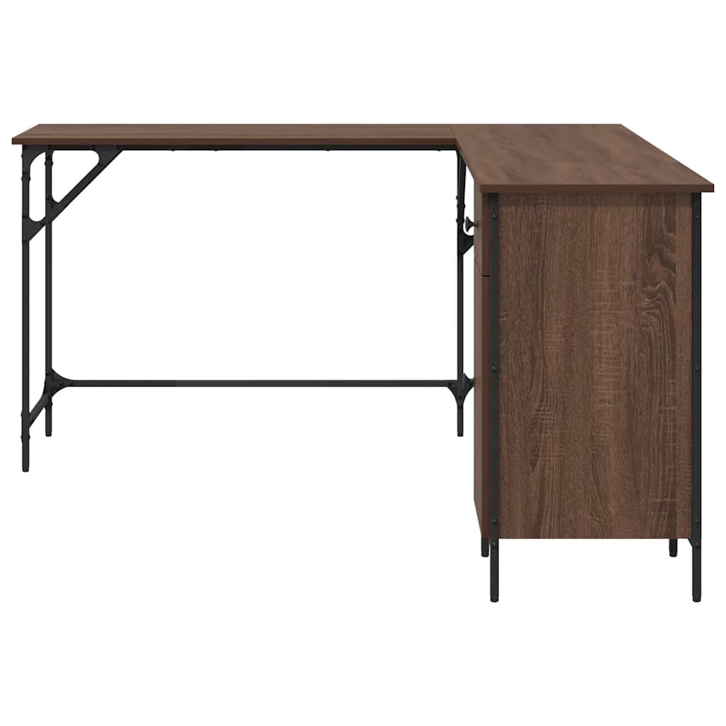Bureau 141x141x75 cm bewerkt hout bruin eikenkleur is nu te koop bij PeponiXL, paradijselijk wonen!