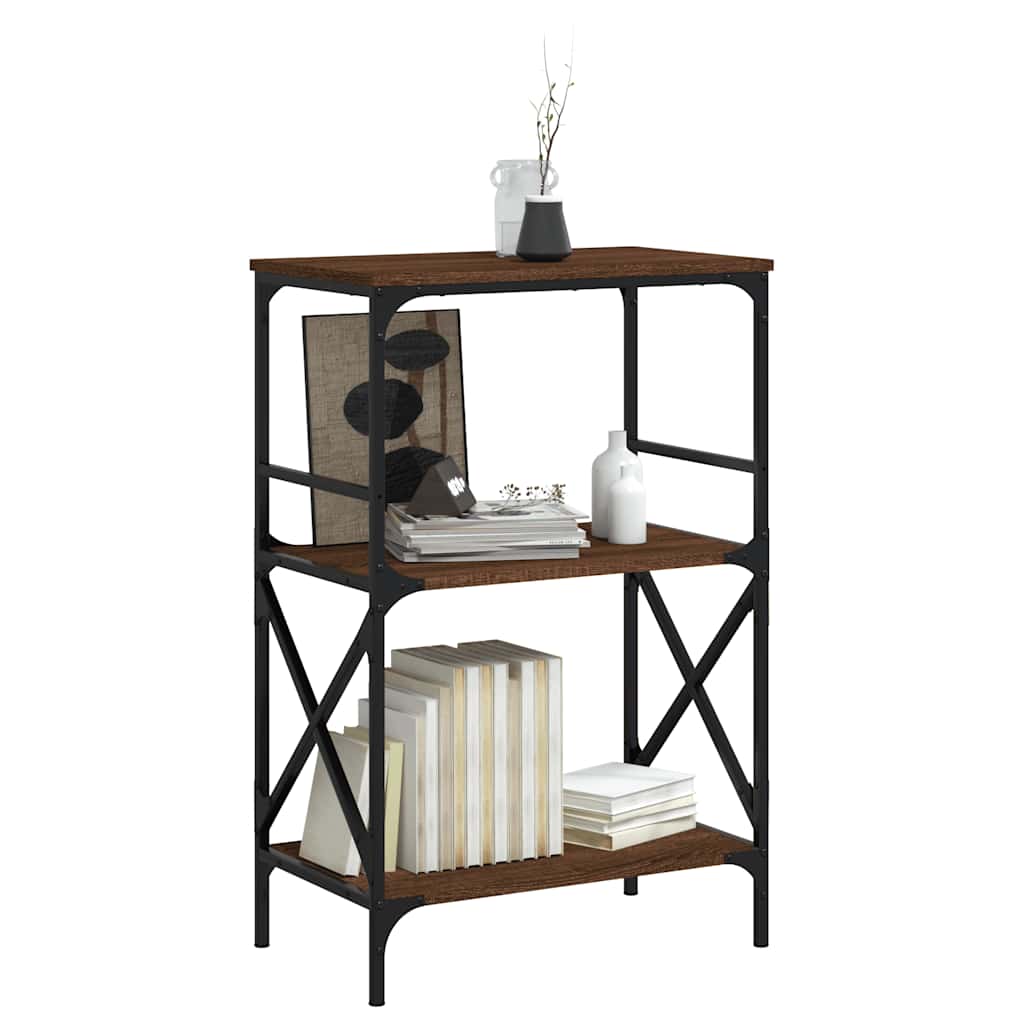 Boekenkast 3-laags 59x35x90,5 cm bewerkt hout bruin eikenkleur is nu te koop bij PeponiXL, paradijselijk wonen!