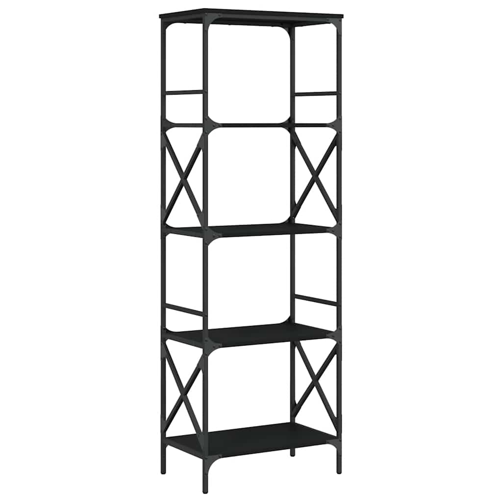 Boekenkast 5-laags 59x35x171 cm bewerkt hout zwart is nu te koop bij PeponiXL, paradijselijk wonen!