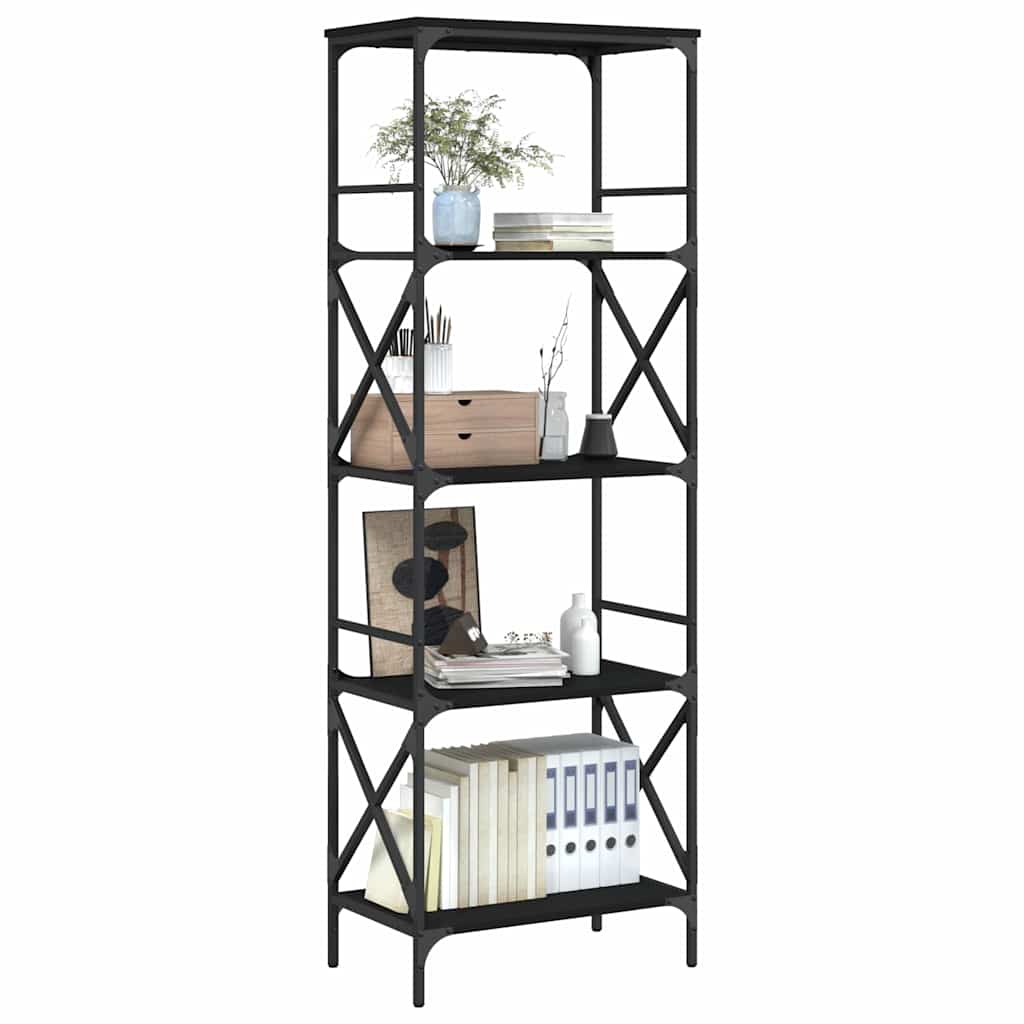 Boekenkast 5-laags 59x35x171 cm bewerkt hout zwart is nu te koop bij PeponiXL, paradijselijk wonen!