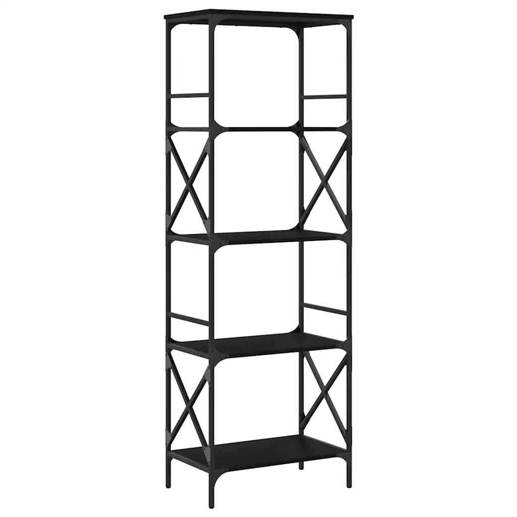 Boekenkast 5-laags 59x35x171 cm bewerkt hout zwart is nu te koop bij PeponiXL, paradijselijk wonen!