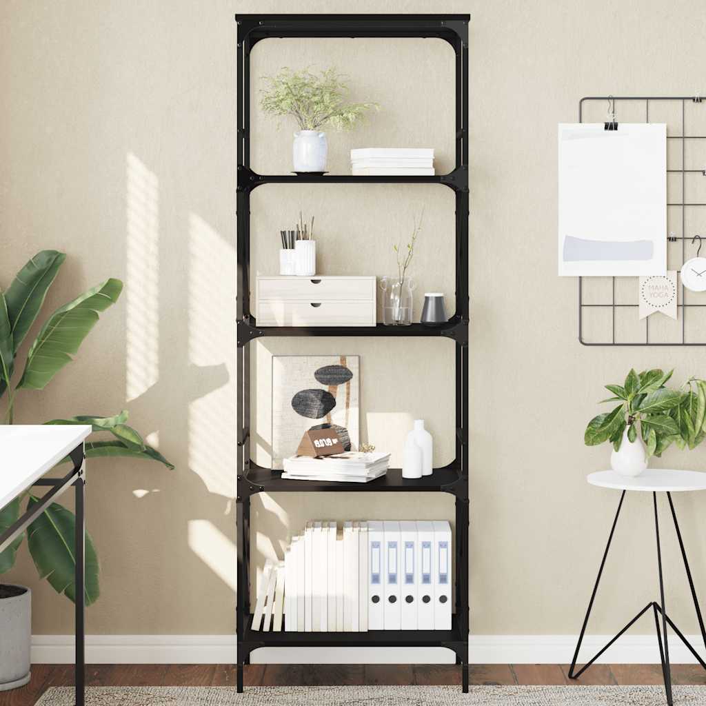 Boekenkast 5-laags 59x35x171 cm bewerkt hout zwart is nu te koop bij PeponiXL, paradijselijk wonen!