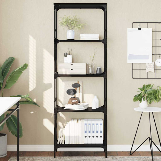 Boekenkast 5-laags 59x35x171 cm bewerkt hout zwart is nu te koop bij PeponiXL, paradijselijk wonen!