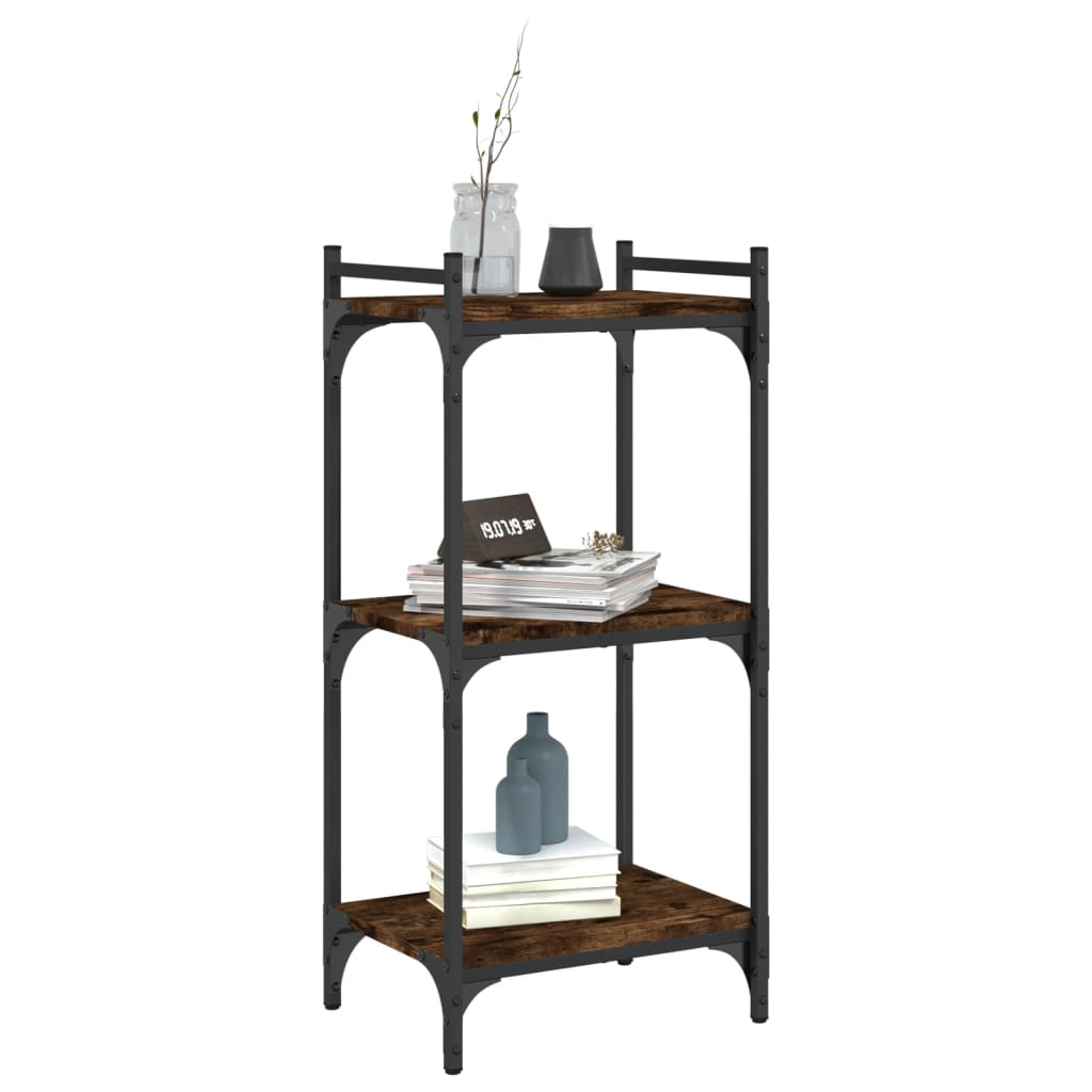 Boekenkast 3-laags 40x30x86 cm bewerkt hout gerookt eikenkleur is nu te koop bij PeponiXL, paradijselijk wonen!