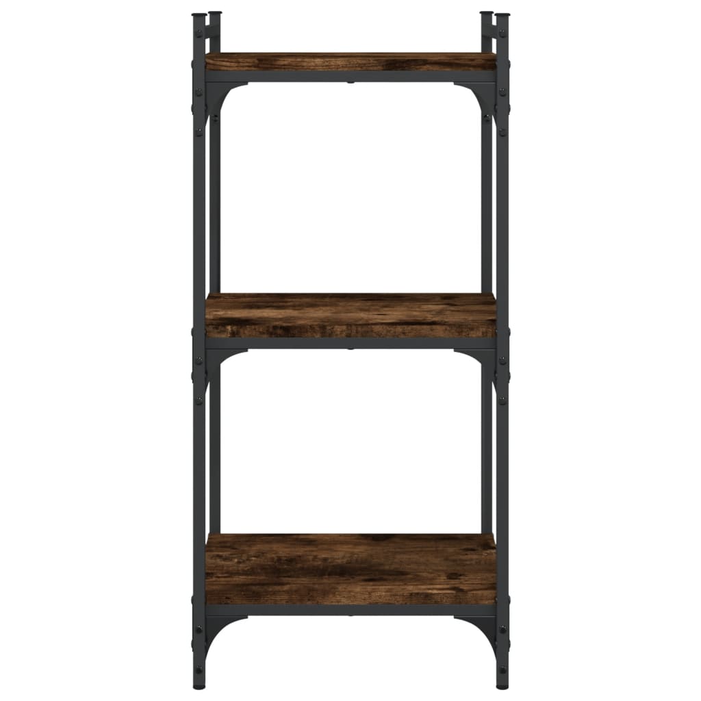 Boekenkast 3-laags 40x30x86 cm bewerkt hout gerookt eikenkleur is nu te koop bij PeponiXL, paradijselijk wonen!