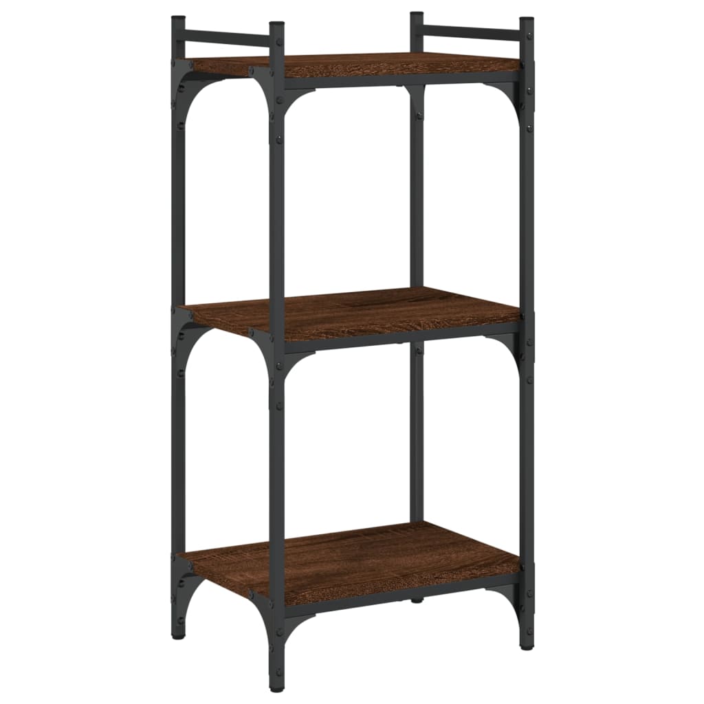 Boekenkast 3-laags 40x30x86 cm bewerkt hout bruin eikenkleur is nu te koop bij PeponiXL, paradijselijk wonen!