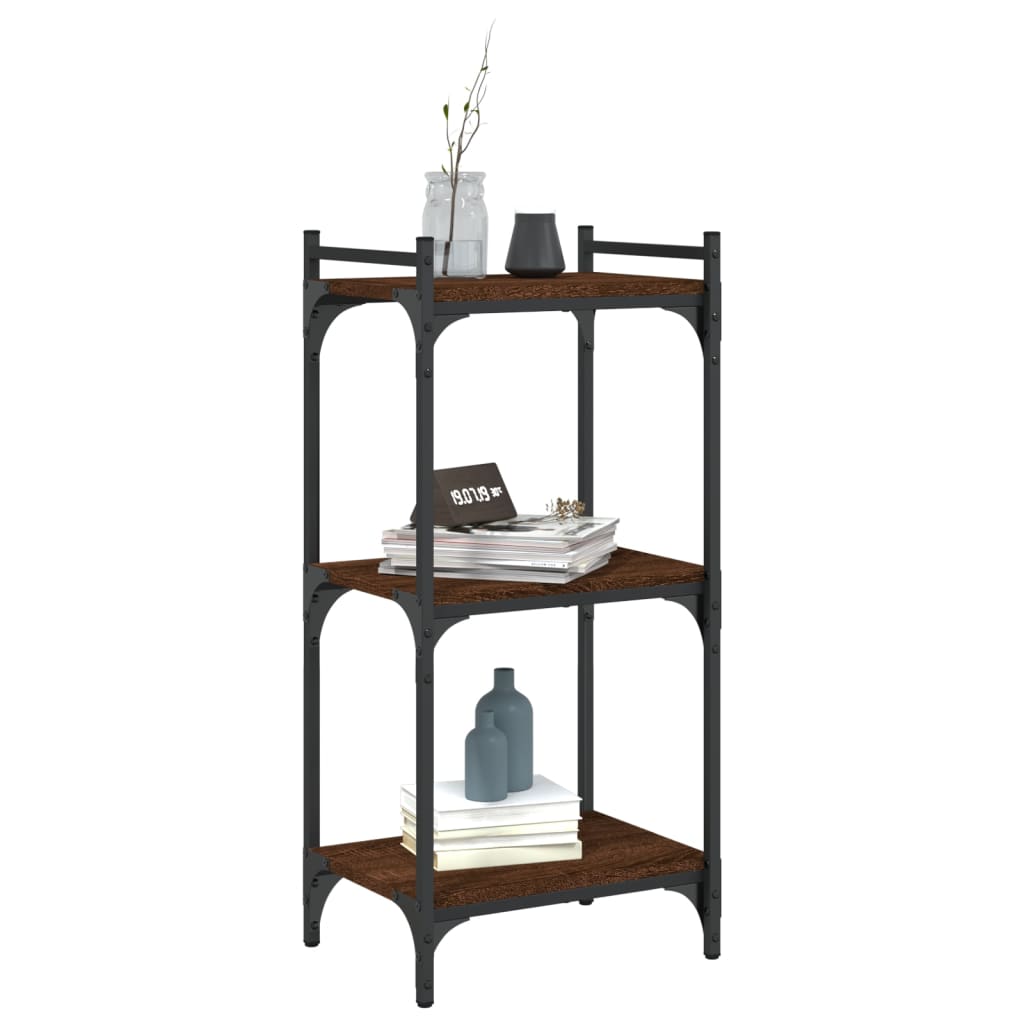 Boekenkast 3-laags 40x30x86 cm bewerkt hout bruin eikenkleur is nu te koop bij PeponiXL, paradijselijk wonen!