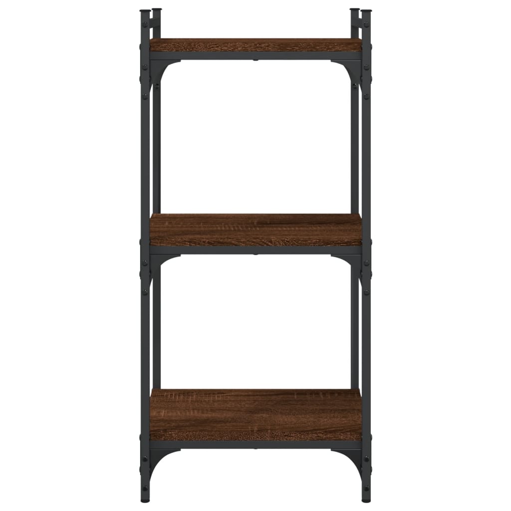 Boekenkast 3-laags 40x30x86 cm bewerkt hout bruin eikenkleur is nu te koop bij PeponiXL, paradijselijk wonen!