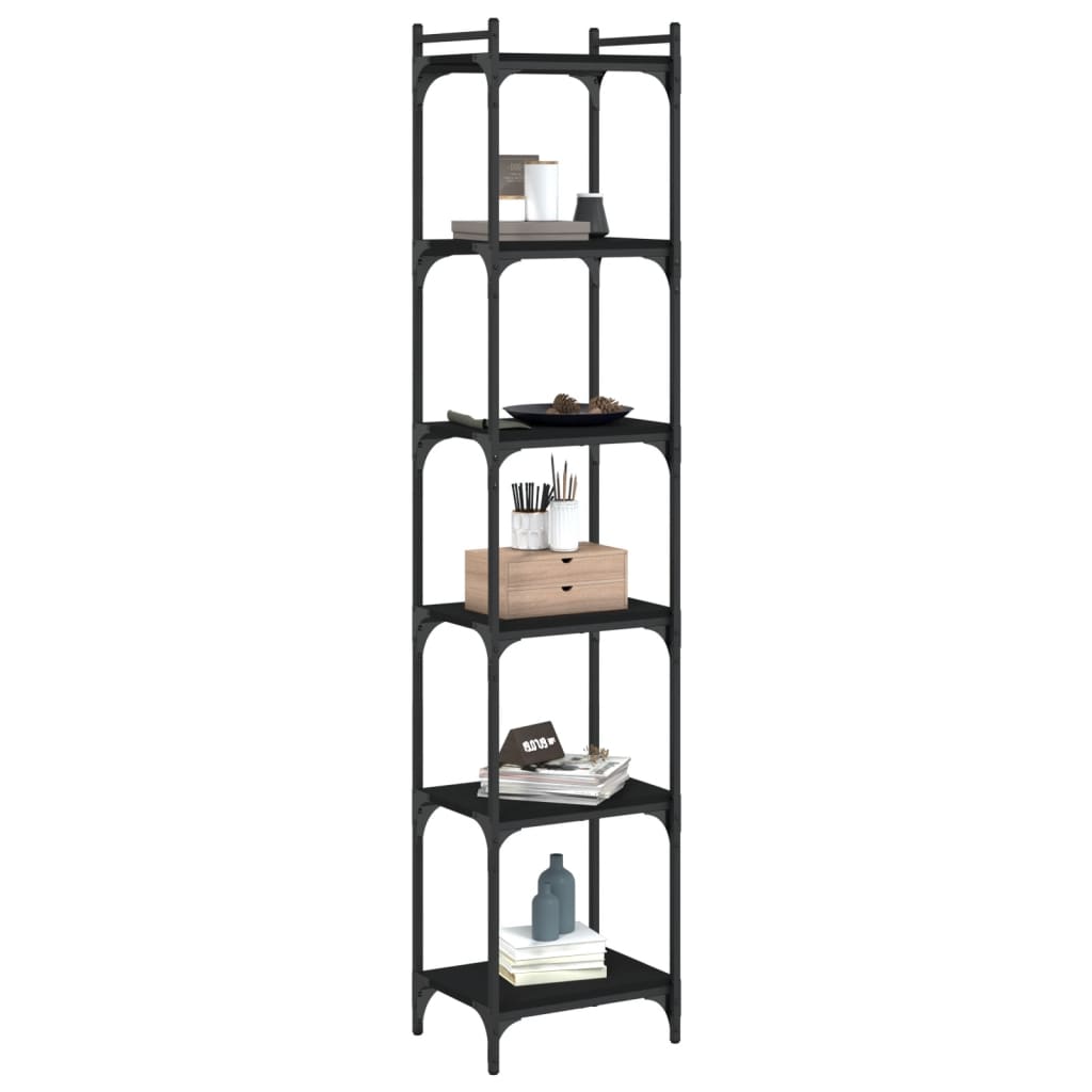 Boekenkast 6-laags 40x30x188 cm bewerkt hout zwart is nu te koop bij PeponiXL, paradijselijk wonen!