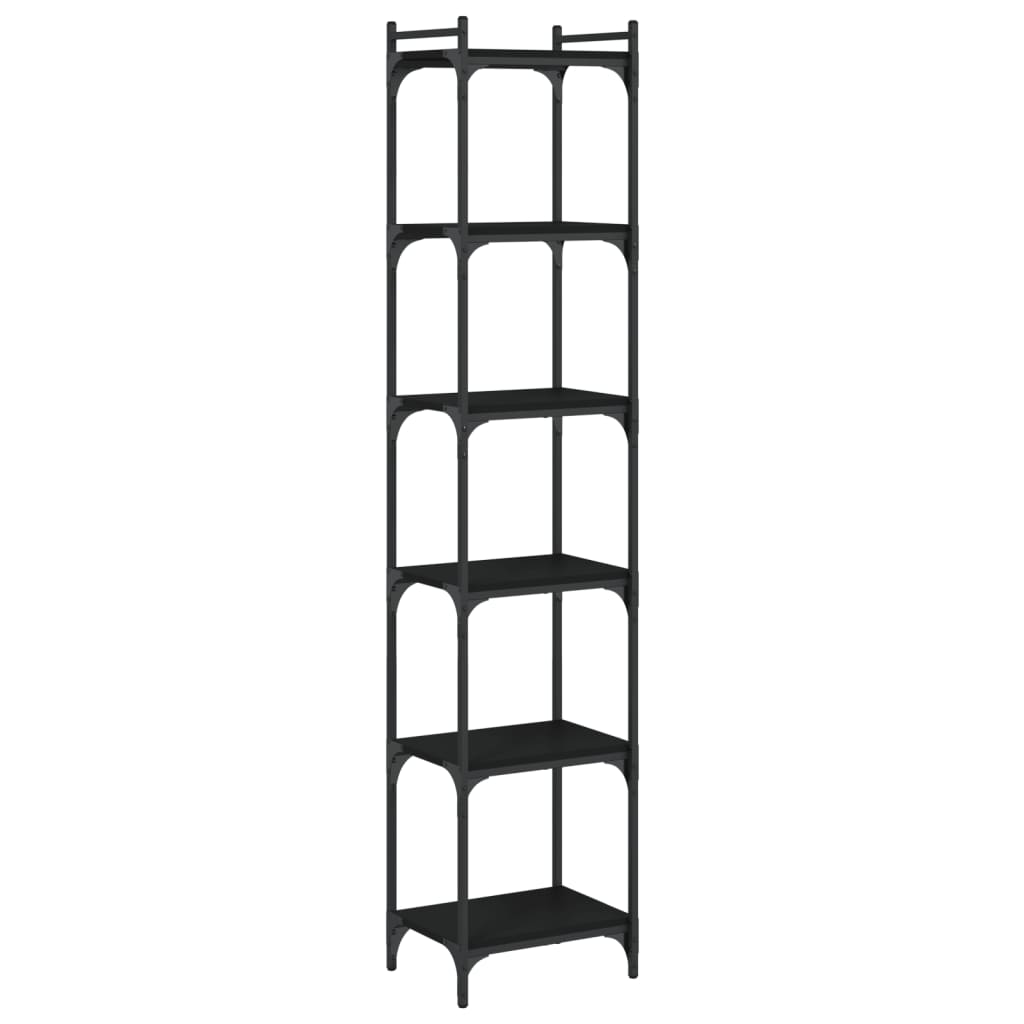 Boekenkast 6-laags 40x30x188 cm bewerkt hout zwart is nu te koop bij PeponiXL, paradijselijk wonen!