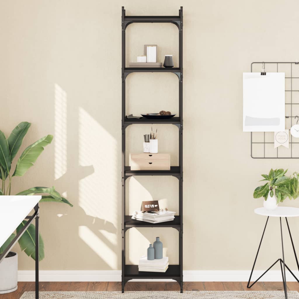 Boekenkast 6-laags 40x30x188 cm bewerkt hout zwart is nu te koop bij PeponiXL, paradijselijk wonen!