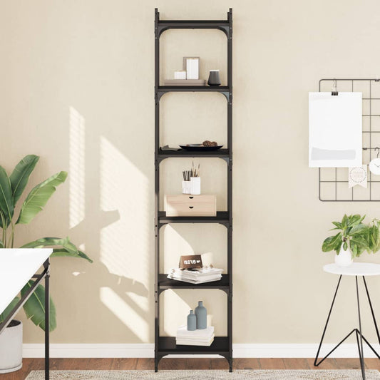 Boekenkast 6-laags 40x30x188 cm bewerkt hout zwart is nu te koop bij PeponiXL, paradijselijk wonen!