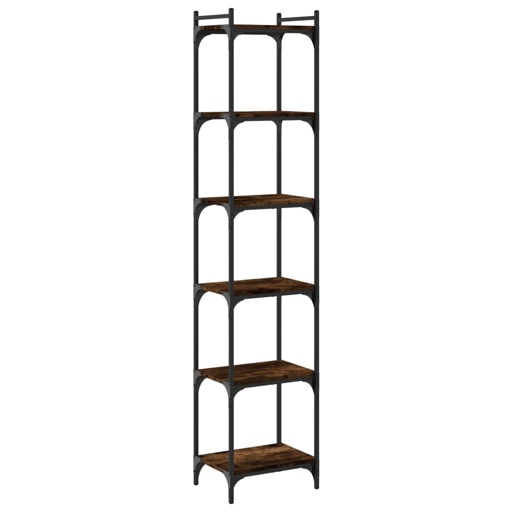 Boekenkast 6-laags 40x30x188 cm bewerkt hout gerookt eikenkleur is nu te koop bij PeponiXL, paradijselijk wonen!