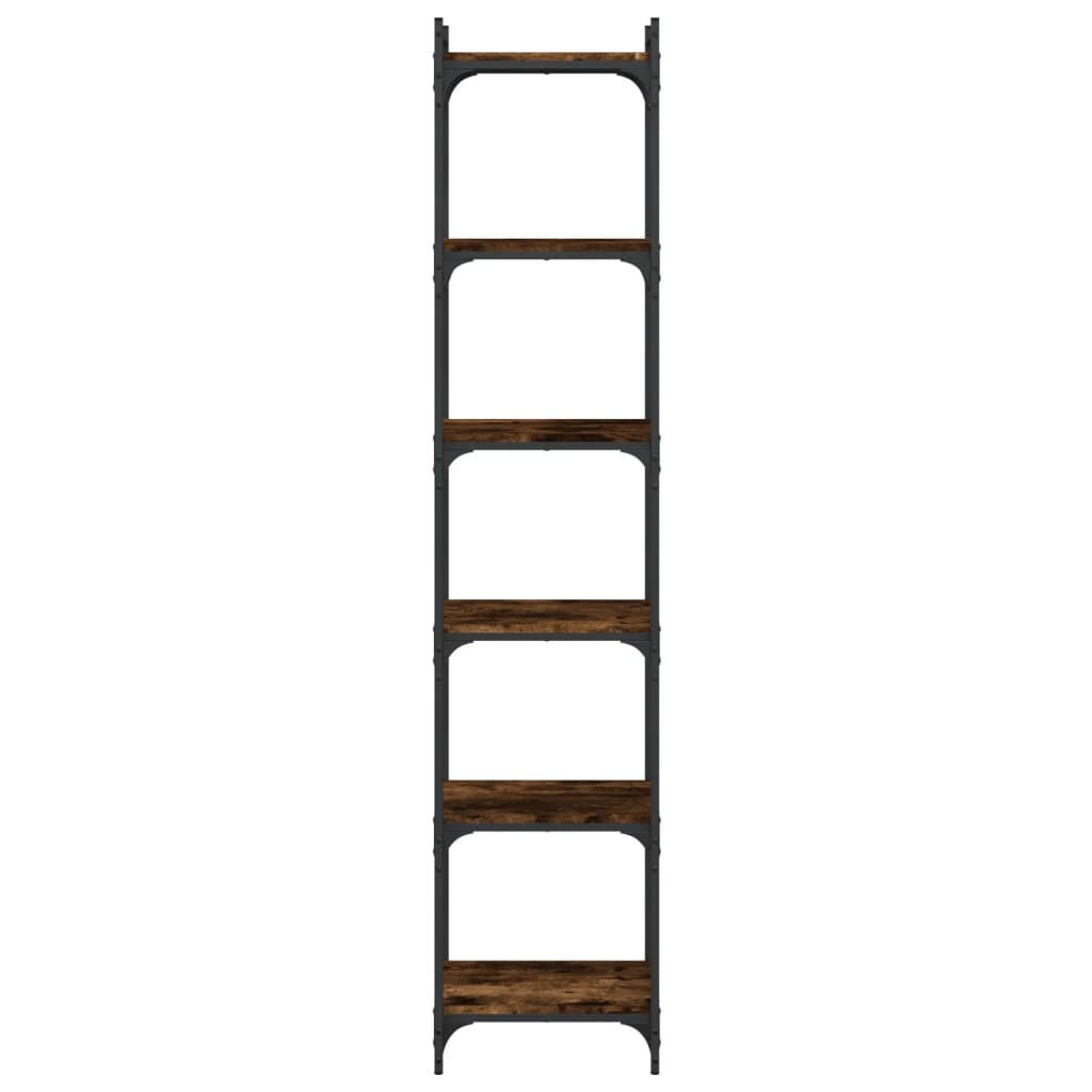 Boekenkast 6-laags 40x30x188 cm bewerkt hout gerookt eikenkleur is nu te koop bij PeponiXL, paradijselijk wonen!