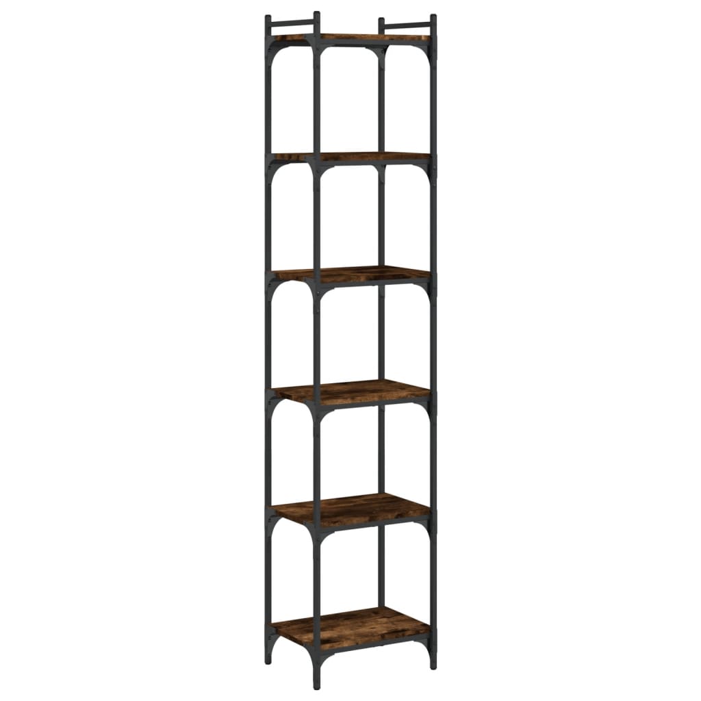 Boekenkast 6-laags 40x30x188 cm bewerkt hout gerookt eikenkleur is nu te koop bij PeponiXL, paradijselijk wonen!