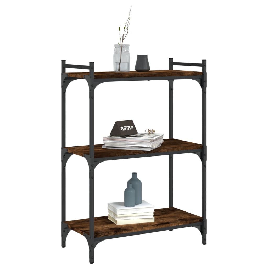Boekenkast 3-laags 60x30x86 cm bewerkt hout gerookt eikenkleur is nu te koop bij PeponiXL, paradijselijk wonen!