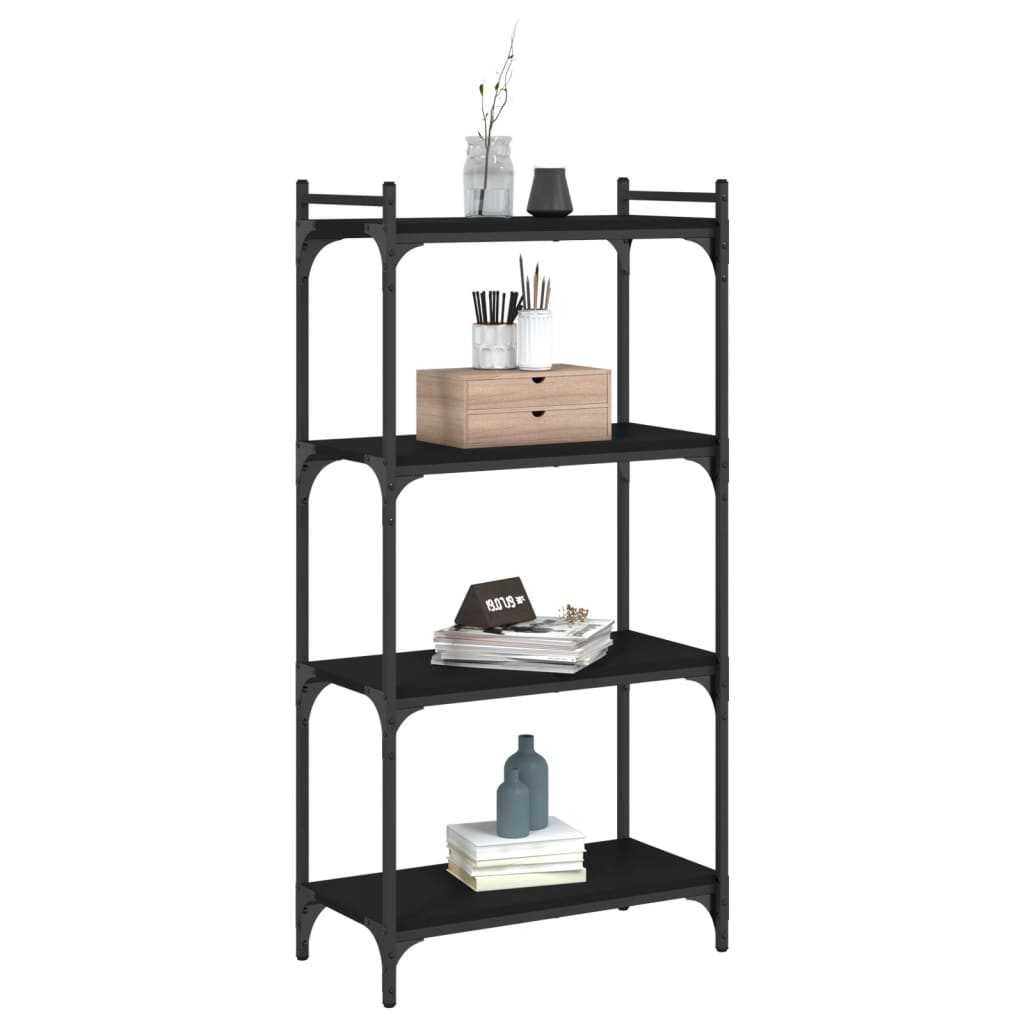 Boekenkast 4-laags 60x30x120 cm bewerkt hout zwart is nu te koop bij PeponiXL, paradijselijk wonen!