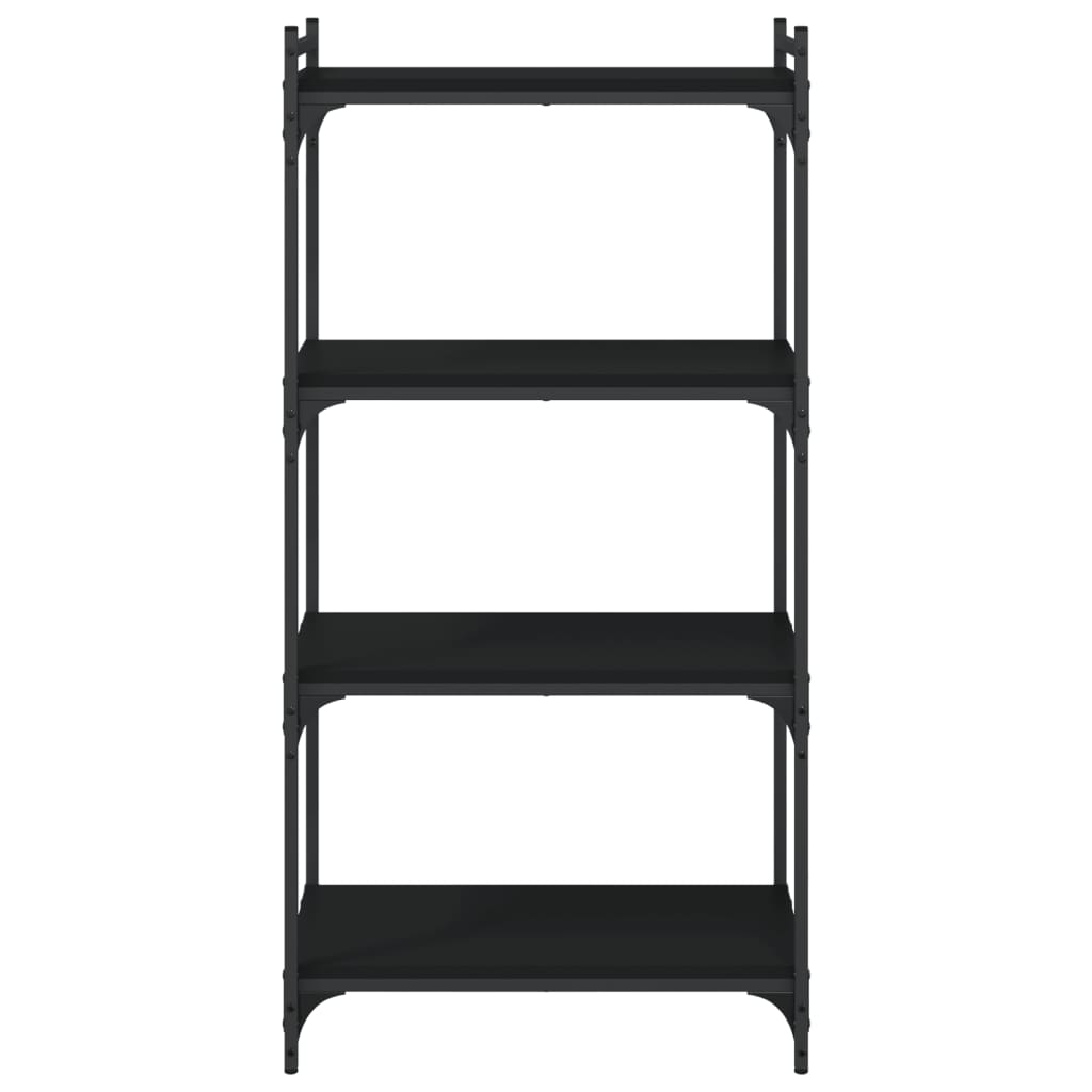 Boekenkast 4-laags 60x30x120 cm bewerkt hout zwart is nu te koop bij PeponiXL, paradijselijk wonen!