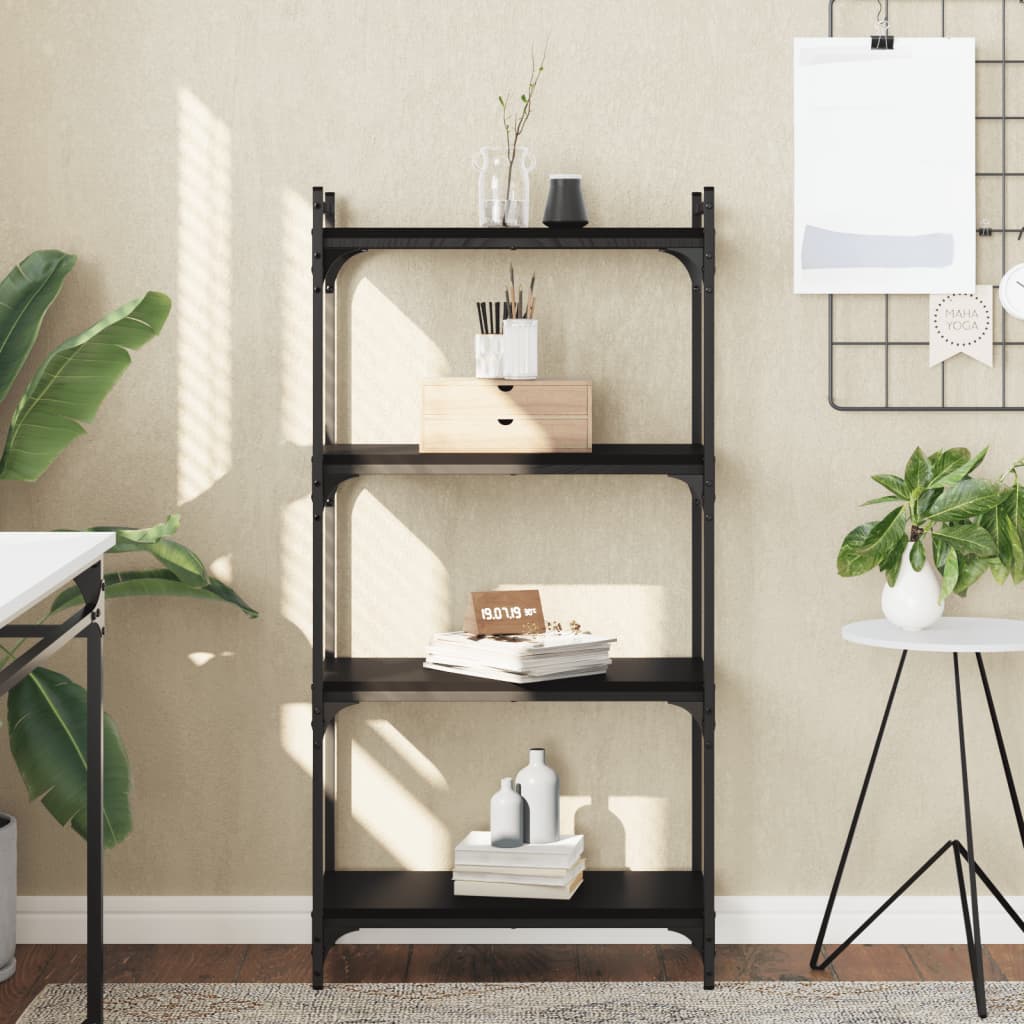 Boekenkast 4-laags 60x30x120 cm bewerkt hout zwart is nu te koop bij PeponiXL, paradijselijk wonen!