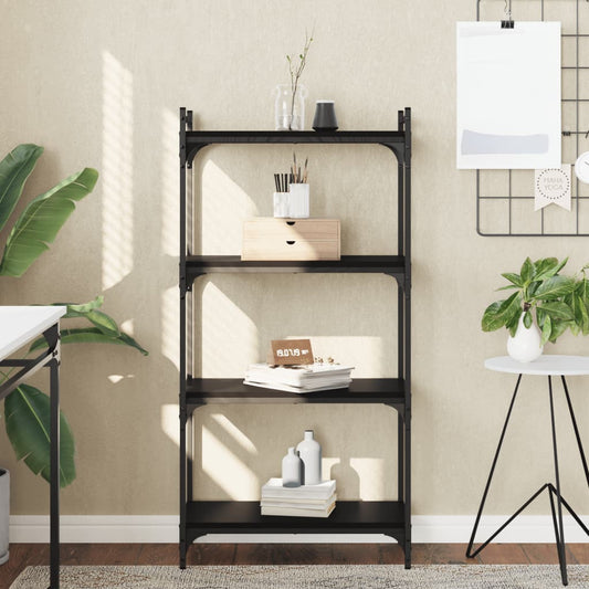Boekenkast 4-laags 60x30x120 cm bewerkt hout zwart is nu te koop bij PeponiXL, paradijselijk wonen!
