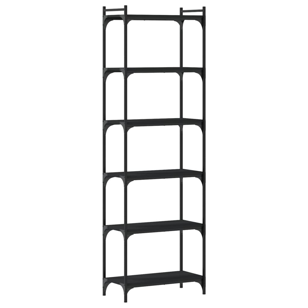 Boekenkast 6-laags 60x30x188 cm bewerkt hout zwart is nu te koop bij PeponiXL, paradijselijk wonen!
