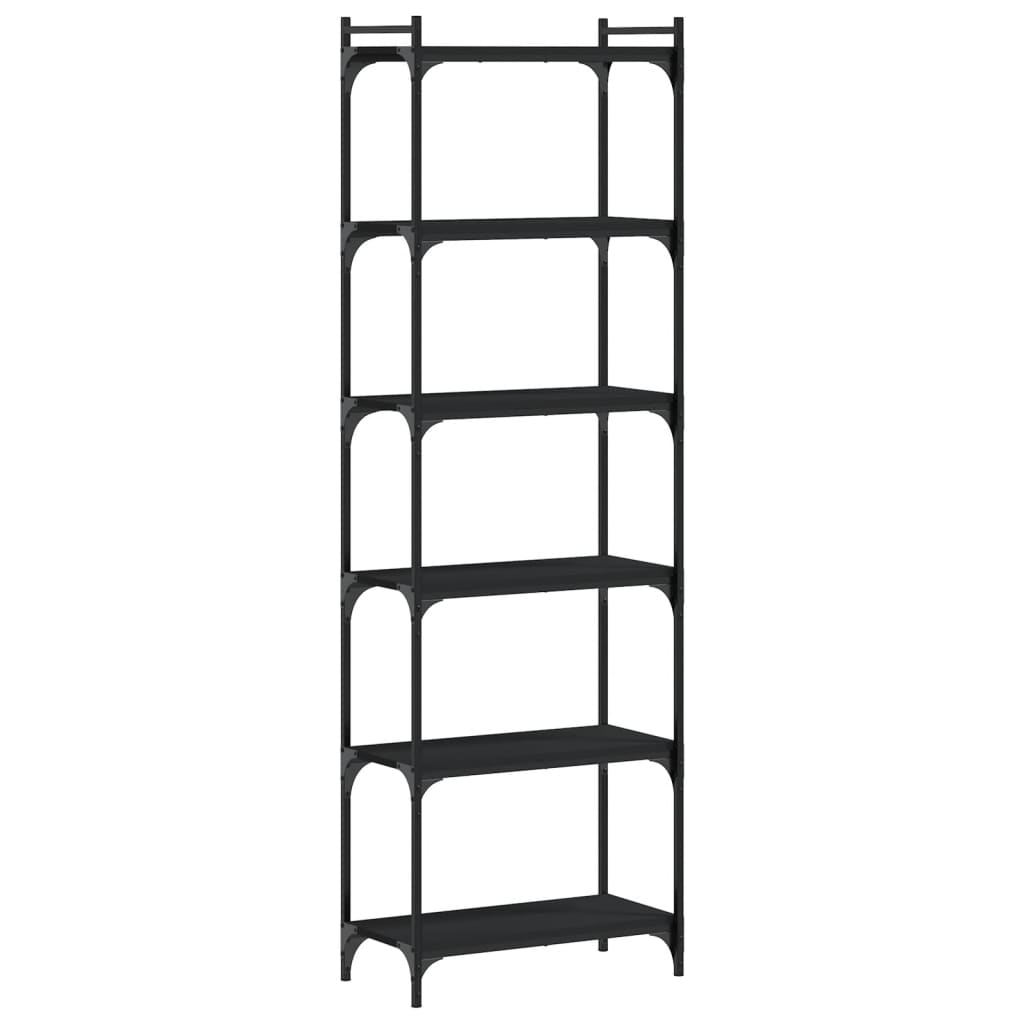 Boekenkast 6-laags 60x30x188 cm bewerkt hout zwart is nu te koop bij PeponiXL, paradijselijk wonen!