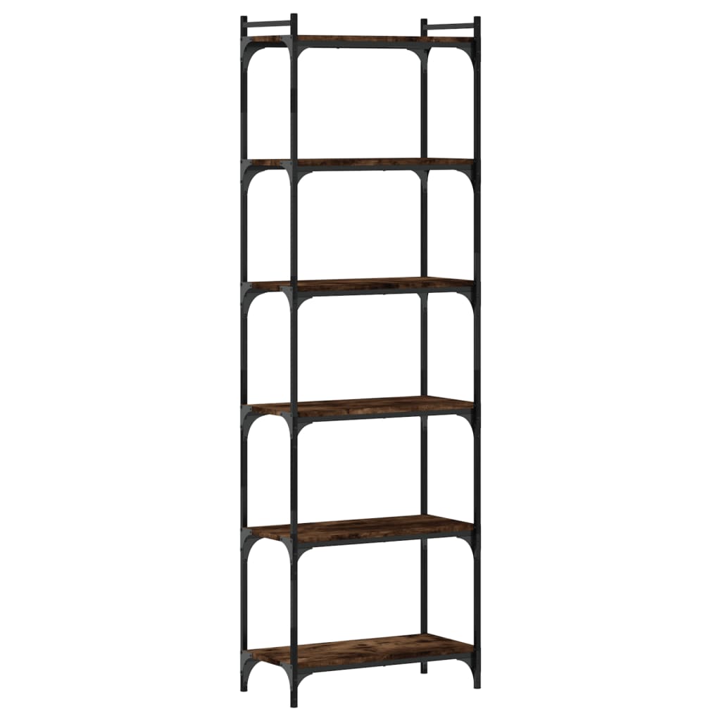 Boekenkast 6-laags 60x30x188 cm bewerkt hout gerookt eikenkleur is nu te koop bij PeponiXL, paradijselijk wonen!