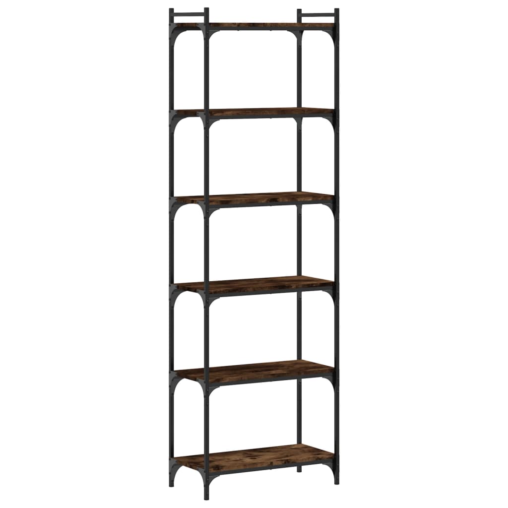 Boekenkast 6-laags 60x30x188 cm bewerkt hout gerookt eikenkleur is nu te koop bij PeponiXL, paradijselijk wonen!