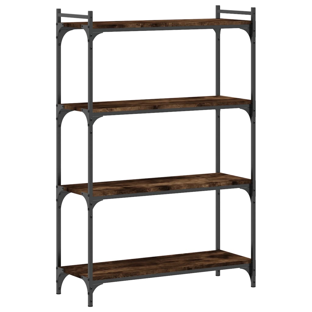 Boekenkast 4-laags 80x30x120 cm bewerkt hout gerookt eikenkleur is nu te koop bij PeponiXL, paradijselijk wonen!