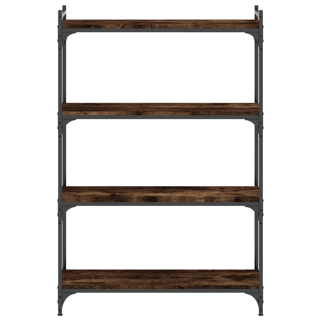 Boekenkast 4-laags 80x30x120 cm bewerkt hout gerookt eikenkleur is nu te koop bij PeponiXL, paradijselijk wonen!