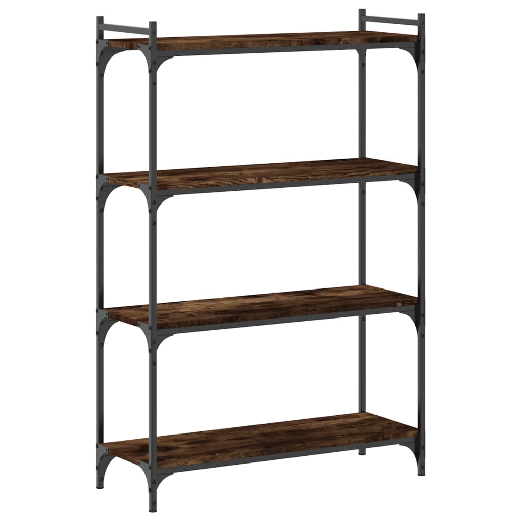Boekenkast 4-laags 80x30x120 cm bewerkt hout gerookt eikenkleur is nu te koop bij PeponiXL, paradijselijk wonen!