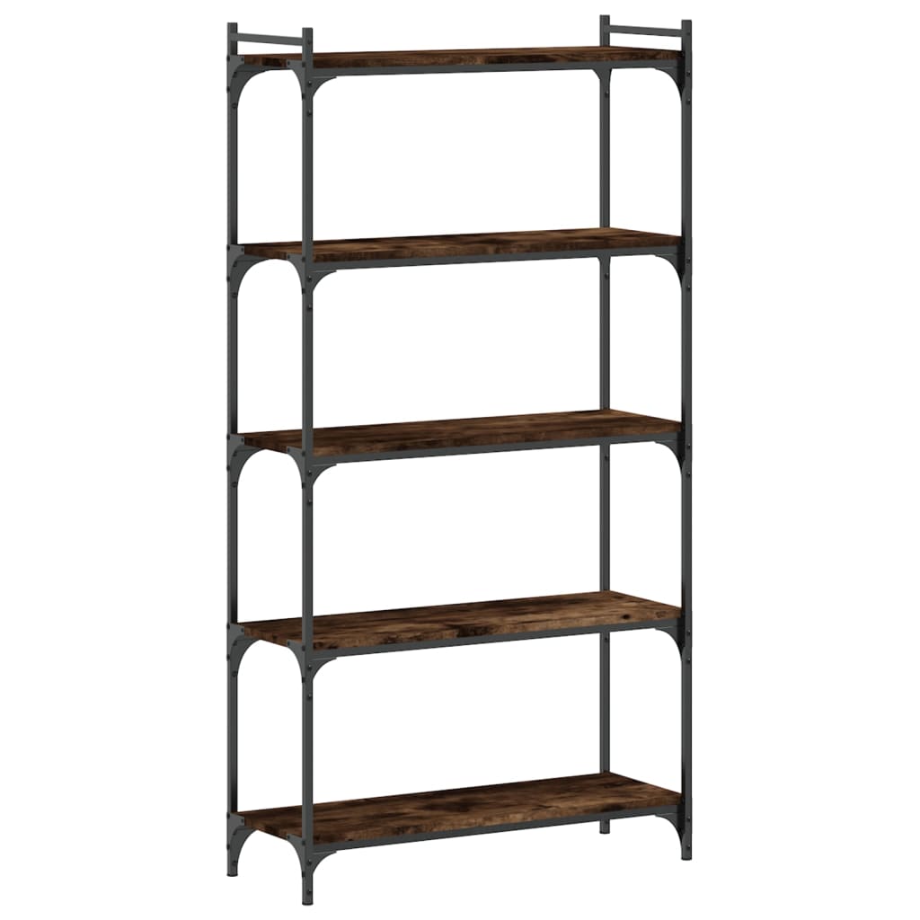 Boekenkast 5-laags 80x30x154 cm bewerkt hout gerookt eikenkleur is nu te koop bij PeponiXL, paradijselijk wonen!
