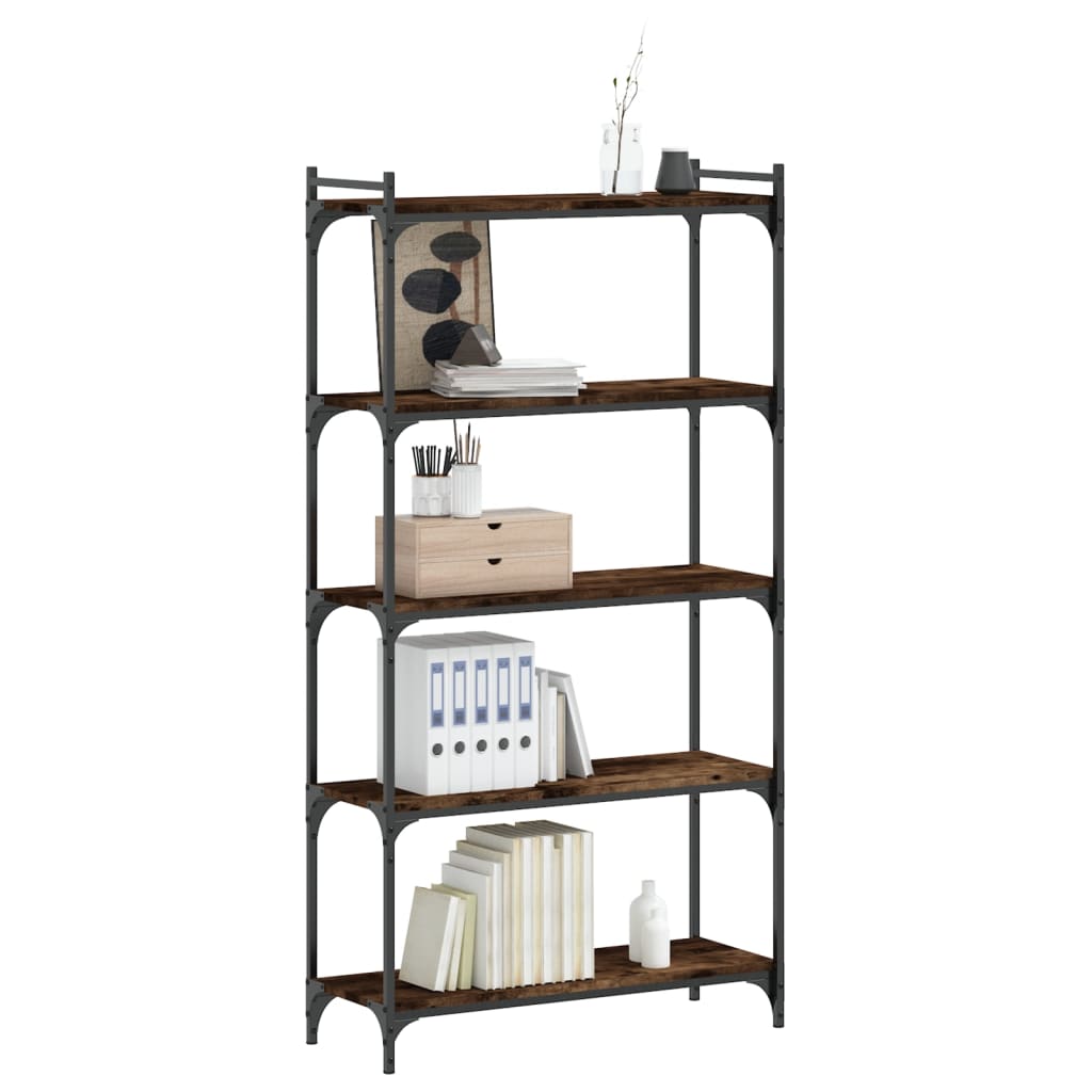 Boekenkast 5-laags 80x30x154 cm bewerkt hout gerookt eikenkleur is nu te koop bij PeponiXL, paradijselijk wonen!