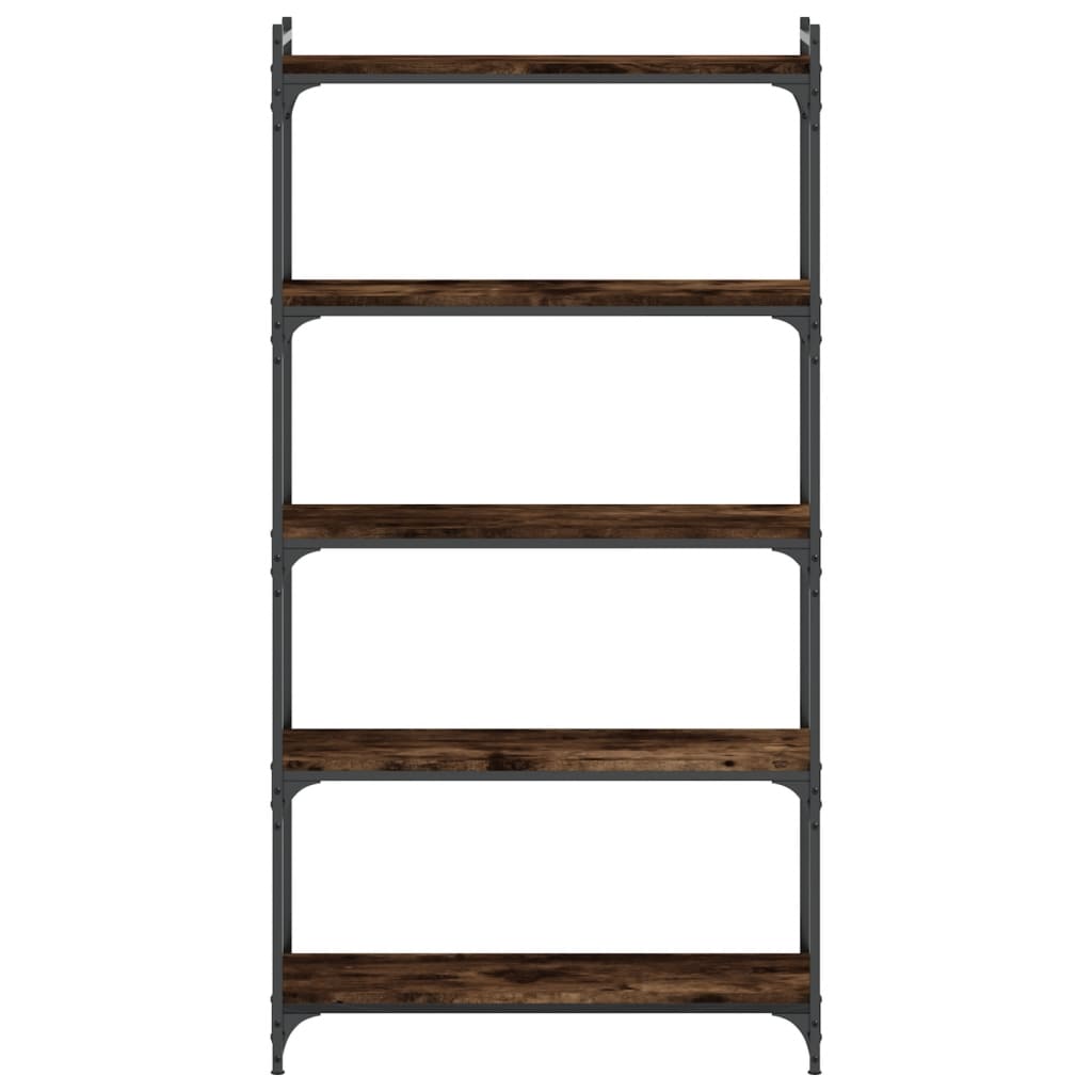 Boekenkast 5-laags 80x30x154 cm bewerkt hout gerookt eikenkleur is nu te koop bij PeponiXL, paradijselijk wonen!