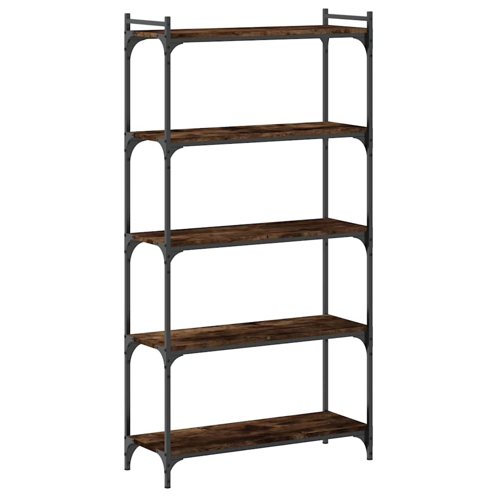 Boekenkast 5-laags 80x30x154 cm bewerkt hout gerookt eikenkleur is nu te koop bij PeponiXL, paradijselijk wonen!